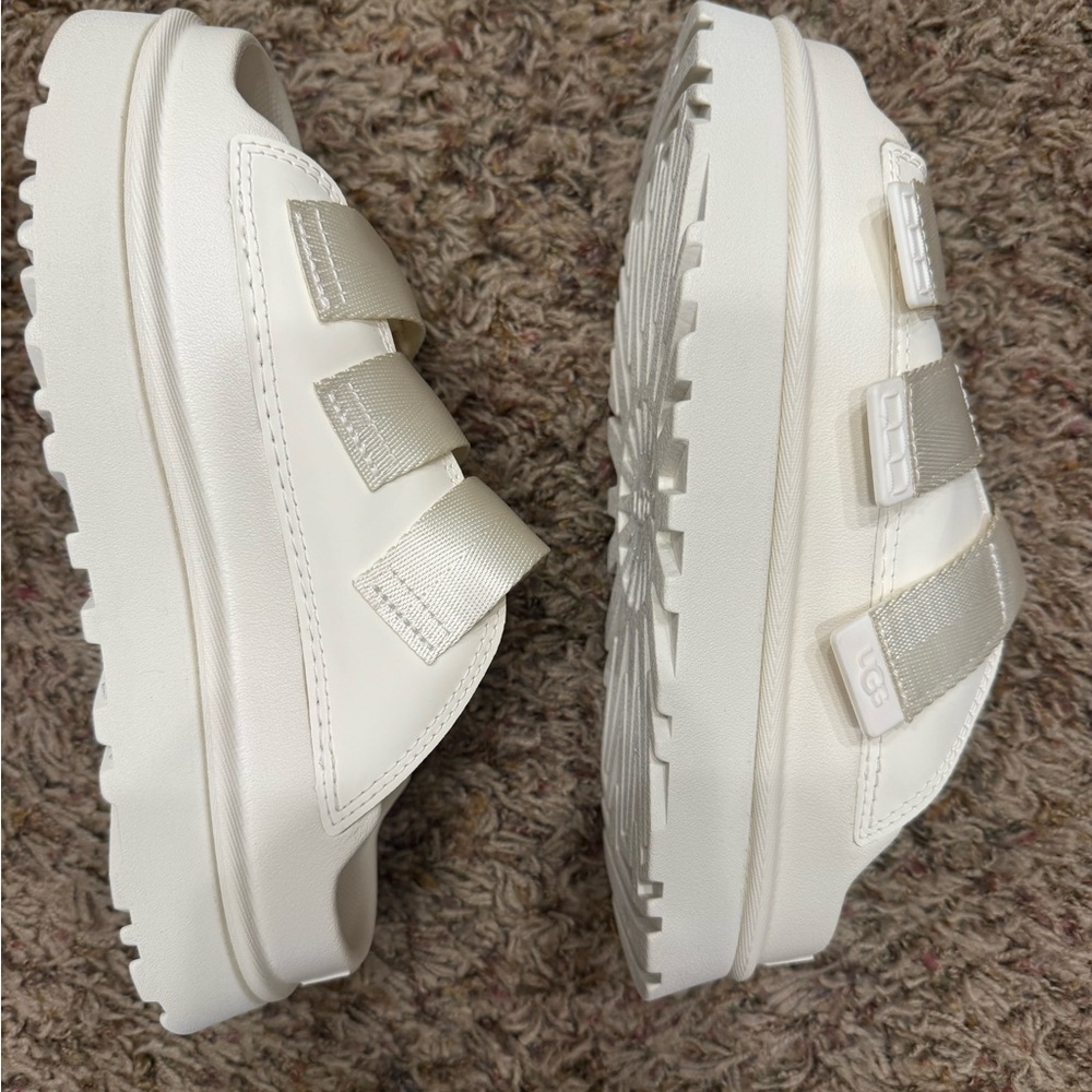 UGG Cream Triple-Strap Goldenglow Platform Sandals, size 7 - Picture 5 of 10
